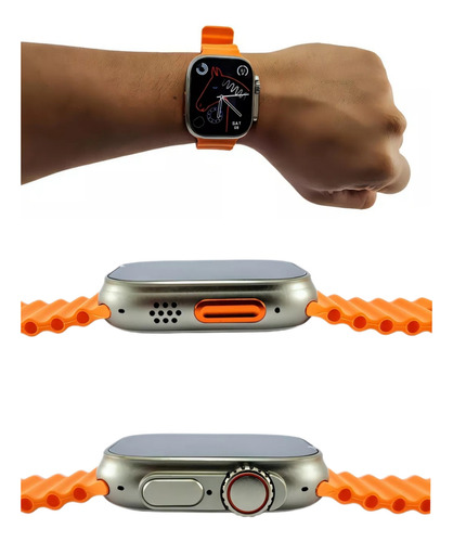 Microwear Smartwatch Ultra 9 Max Series 9 2023 C + Pulseira Cor Da Caixa Prateado Cor Da Pulseira Laranja
