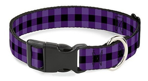 Collar A Cuadros Negro Y Morado 1/2  - L - 9-15  - Buck