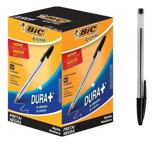 Bolígrafo mediano Bic Crystal de 1,0 mm con 50 unidades