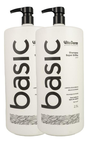 Vita Derm Basic Super Brilho Kit 2 Shampoo 2,5l