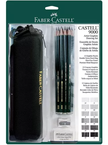 Graphite Sketch Pencil Set 12ct Faber-Castell 9000 -Art 8B - 2H