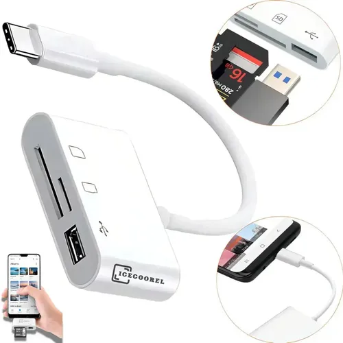 Adaptador Usb Tipo C Leitor de Cartão de Memória 3 em 1 Usb 3.0 - foto 1