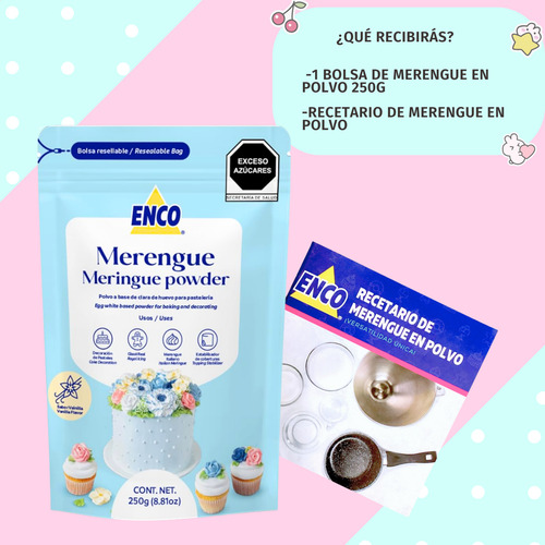 Merengue En Polvo Tipo Italiano Sabor Vainilla Enco 250g