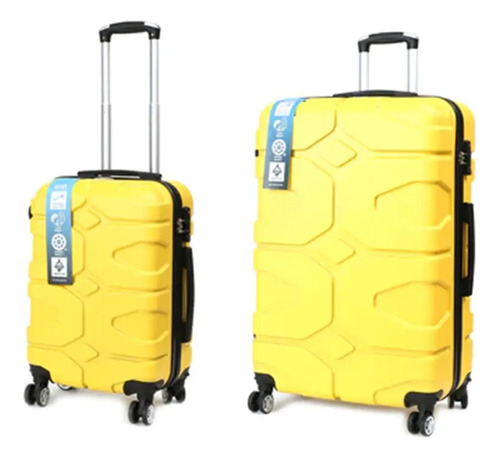 Set Valija X2 Resistente Atoz T3 55cm 78cm 4 Ruedas Amarillo