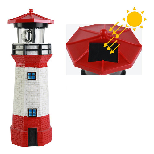 Faro Solar De Jardín Con Luz Giratoria Para Exteriores