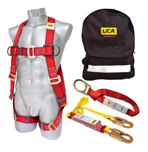 Lica-kit (kit De Arnés, Amortiguador Y Punto Fijo) Color Rojo y Amarillo Talla Unitalla
