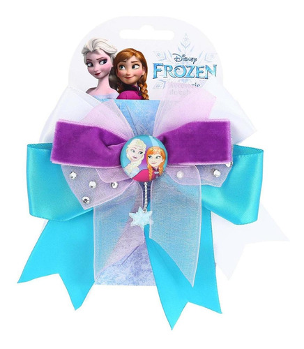 Moño Elsa Ana Frozen Disney Oficial Terciopelo Azul Morado