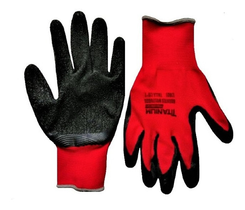 Guantes De Nailon Con Nitrilo Corrugado Negro X 12 Pares