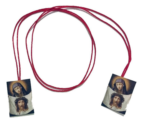 61 Collar Hilo Rojo Escapulario Santa Veronica Rostro Cristo