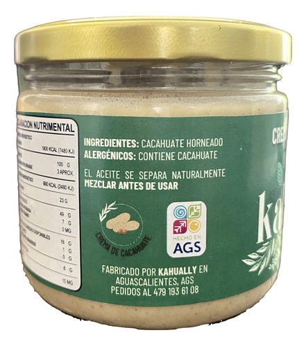 Crema De Cacahuate Kahually, Sin Azucar, Sin Conservadores