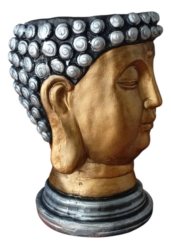 Cabeza De Buda Decorativa, Para Maceta, Lámpara De Sal Bronce Y Plata