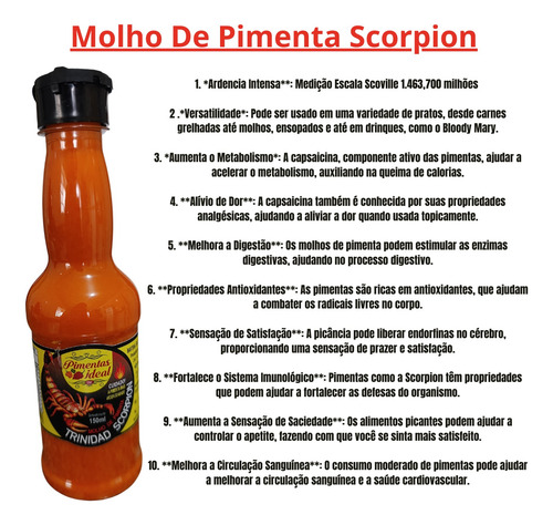 Molho De Pimenta Scorpion Extremamente Picancia Forte 150 Ml