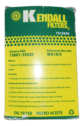 Filtro Aceite Zx Auto Grand Tiger 2.2 2011