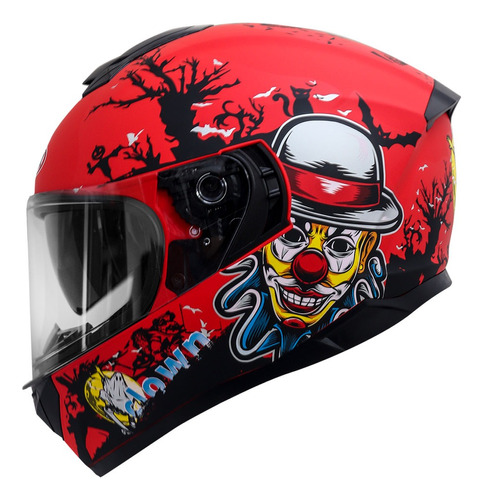 Casco Para Moto Jhm802 Clown Rojo