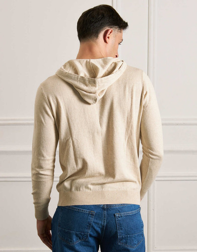 Sweater Hombre Brooksfield Con Capucha, Algodon Y Lino 4082b