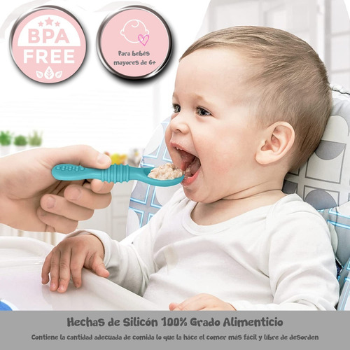 ......papu Baby Set De 4 Cucharas De Silicón Chicas (con Est