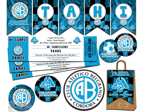 Kit Imprimible Candy Belgrano Córdoba Fútbol 100% Editable