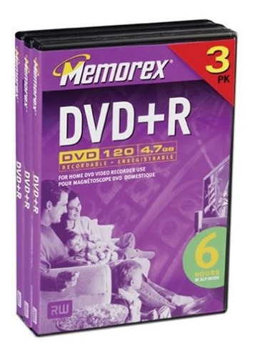 Memorex 4.7gb Dvd + R Media (paquete De 3)