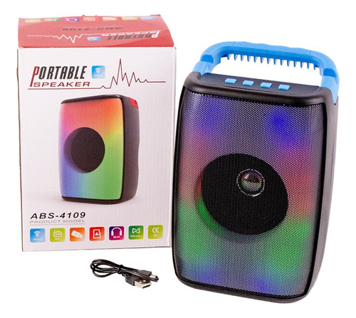 Parlante 4´´ Bluetooth 8w Inalámbrico Radio Luces Con Manija