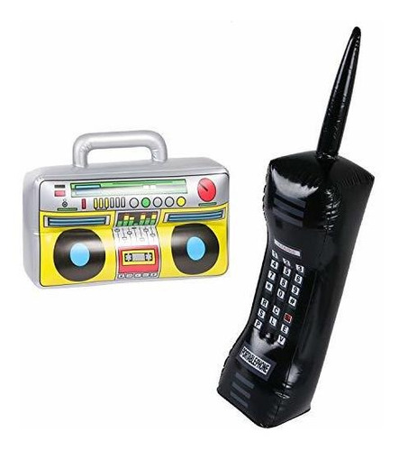 2pcs Inflable Boombox Y Teléfono Móvil 80s 90s Sumini...