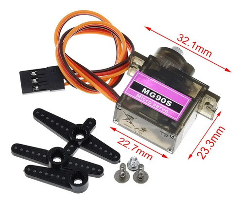 Kit 2 Micro Servo Motor Tower Pro Mg90s Engrenagens Metal