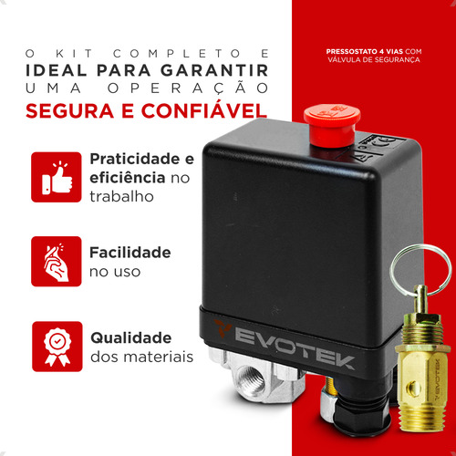 Pressostato Automático 80-120 Libras Compressor Schulz Tekna