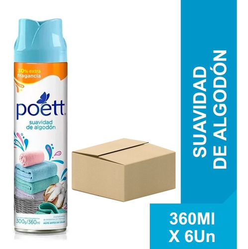 Poett Desodorante Ambiente Suavidad De Algodon 360ml X 6un
