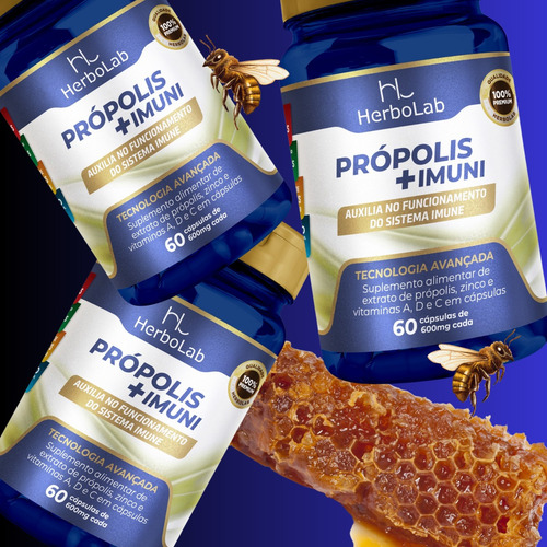 Própolis Extrato Com Zinco Vitaminas A - D - C 60 Cápsulas