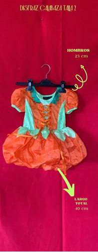 Disfraz Vestido Niña Calabaza Acolchado, Talla 2 - 3 Años