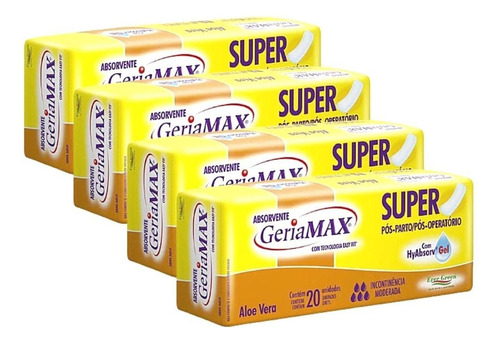 Absorvente Geriátrico Geriamax Com 20 Unidades Kit C/4un