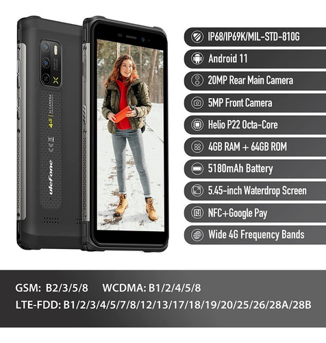 W Teléfono Inteligente Resistente Ulefone Armor X10 Pro 4g