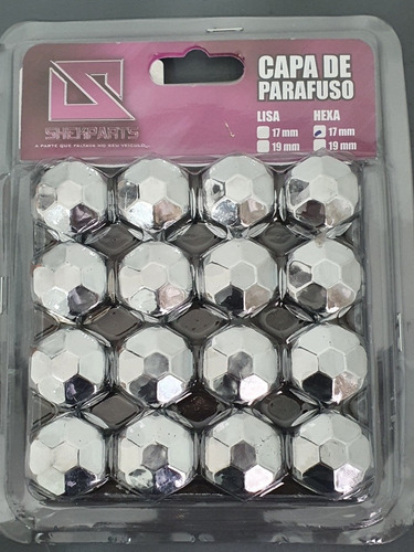 Imagem 1 de 1 de Kit Capa Parafuso De Roda 17mm Cromada (16 Pcs)