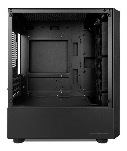 Gabinete Pichau Pulsar Mid-T de vidrio lateral para jugadores con 3 ventiladores, color negro
