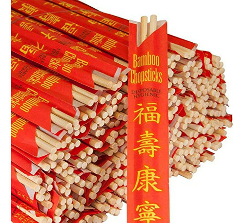Palillos De Bambú Desechables Premium Enfundados Y Separados
