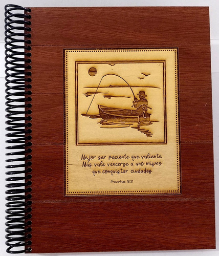 Cuaderno De Madera Grabado Artesanal Regaleria Cristiana #02