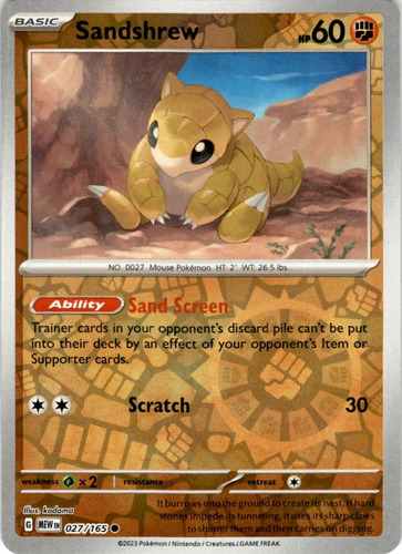 Sandshrew Reverse Holo 151  Pokémon Tcg+10 Cartas
