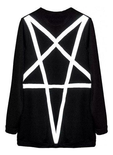 Buzo Oversized Pentagrama Reflectivo Punk Gótico Grunge