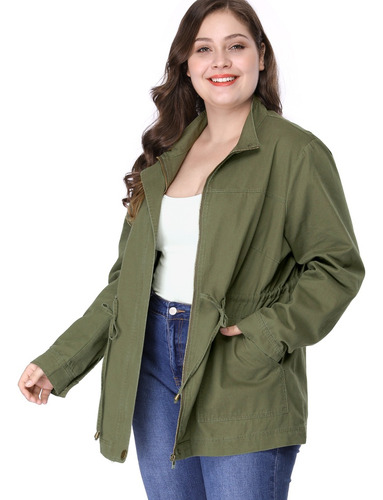 Chamarras Talla Grande Abrigo Anorak Con Bolsillos Y Cordón