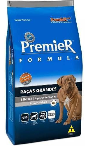 Alimento Premier Super Premium Formula para cão senior de raça grande sabor cordeiro em sacola de 15kg