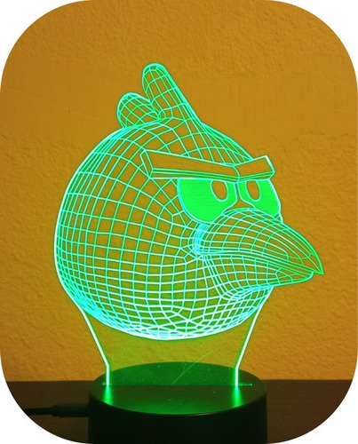 Lampara 3d Ilusion Angry Birds Base Negra Sc