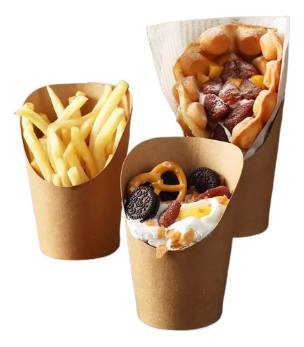 50 Pcs Taza De Pastel De Papas Fritas De Papel Kraft