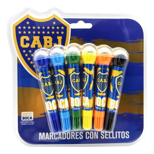 Marcadores X6 Boca Juniors C/ Sellitos Licencia Casa Valente