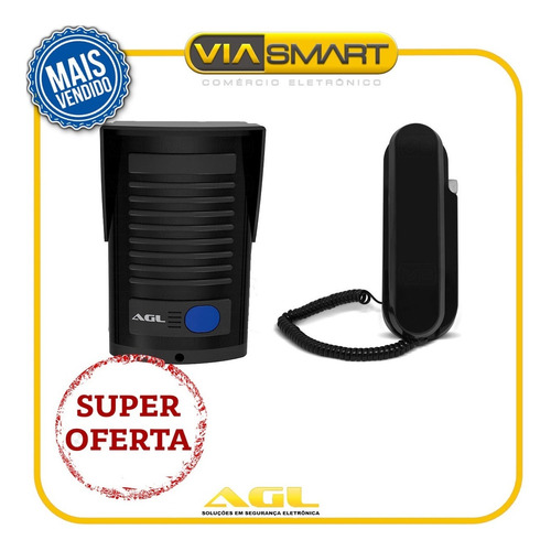 Kit Porteiro Eletrônico Agl Interfone P100 Preto