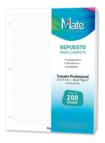 Mate | Hojas Para Carpeta | Carta | 200 Hojas