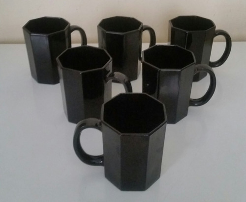 Tazas Negras Octagonales (12) Cap 8 Onzas Hecho Francia