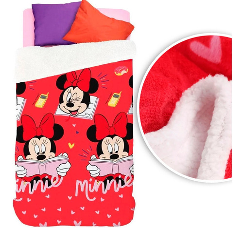 Coberdrom Infantil Fleece Dupla Face Minnie Disney - Lepper