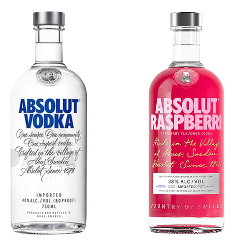 Vodka Absolut Raspberry + Absolut Original 750ml Duo Pack