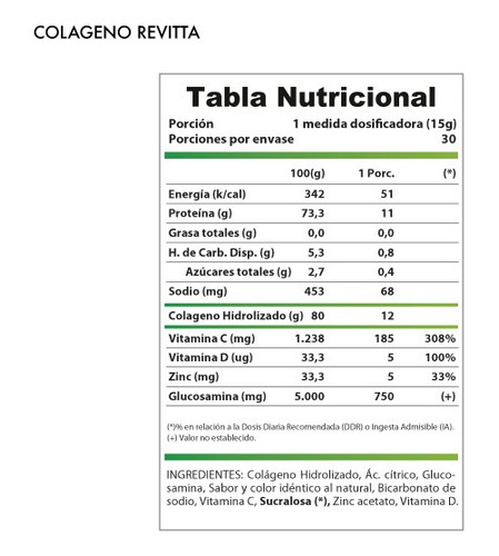 Colageno Hidrolizado 450g 30sv Revitta