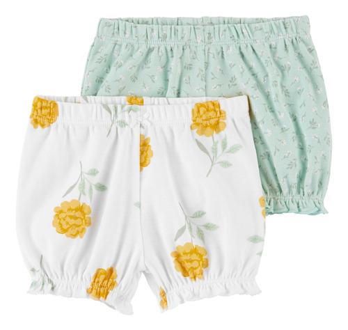 Pack 2 Shorts De Algodón Tipo Burbuja Diseño Floral Carter