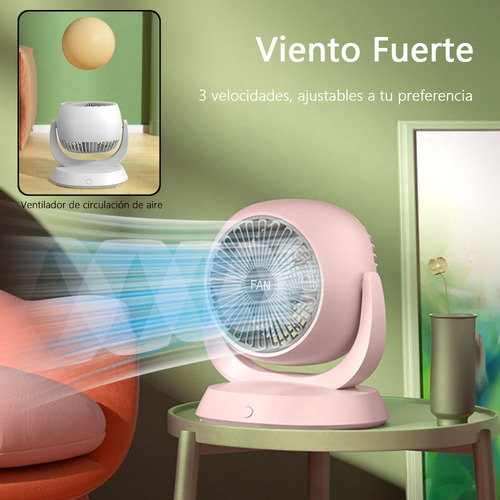 Ventilador De Escritorio CM-TOP FS283-D 5V Portátil Usb Recargable Para Oficina Casa Aspas Plástico Color Rosa